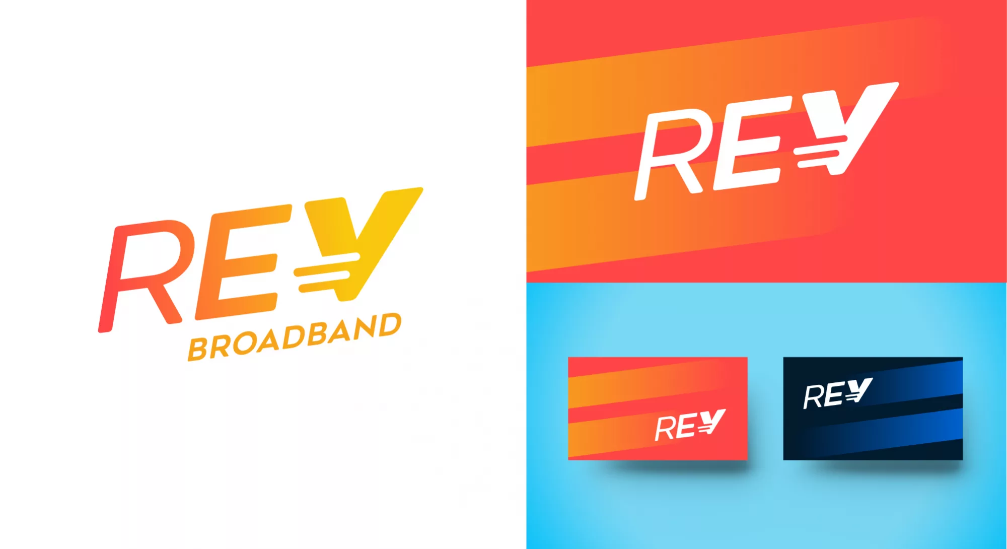 REV Broadband logo and business card - RTC and Eatel Parent Company