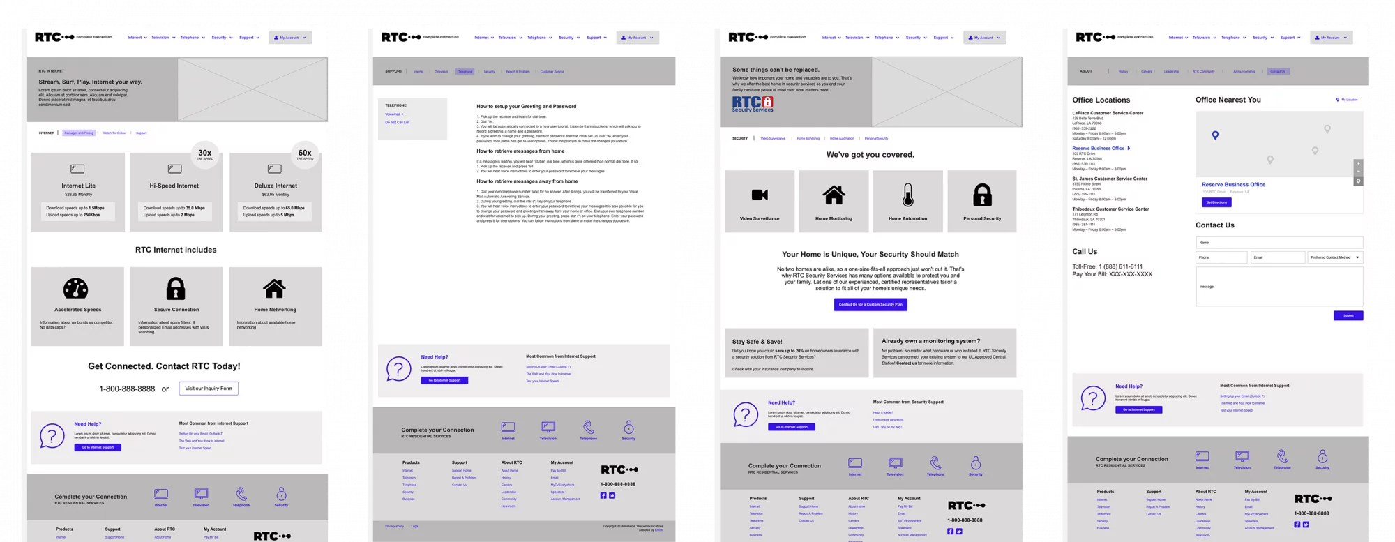 Reserve Telecommunication Wireframes